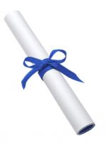 Diploma rolled and tied with ribbon representing the fellowship program.